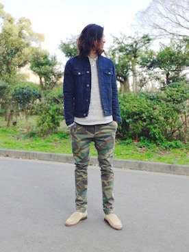 「REIGNING CHAMP（レイニングチャンプ）のアイテム（スウェット）」を使った、yakkyさん（メンズ・165cm）の春コーディネート