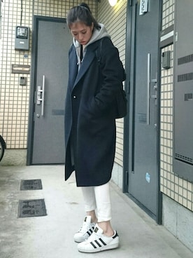 「united arrows」｜「アイテム（チェスターコート）」を使った、はまっこさん（レディース・168cm）の冬コーディネート