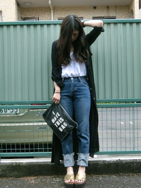 「MOUSSY（マウジー）のCUT OFF STRAIGHT（デニムパンツ）」を使った、はまっこさん（レディース・168cm）の夏コーディネート