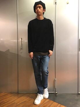 「RAGEBLUE（レイジブルー）のアイテム（ハンチング/ベレー帽）」を使った、藤瀬さん（メンズ・180cm）の秋コーディネート