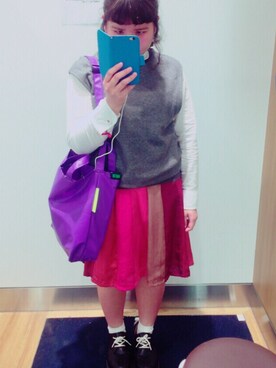 「skirt」｜「アイテム（その他シューズ）」を使った、かのんさん（レディース・152cm）の冬コーディネート