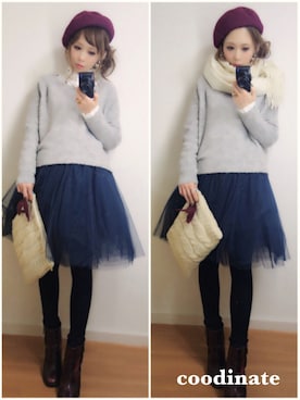 「コーディネート」｜「アイテム（ブーティ）」を使った、ayumiさん（レディース・153cm）の冬コーディネート