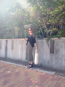 「mame（マメ）のアイテム（Tシャツ/カットソー）」を使った、mikuさん（レディース・157cm）の夏コーディネート