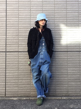 「アイテム（つなぎ/オールインワン）」を使った、君嶋麻耶さん（メンズ・176cm）の冬コーディネート