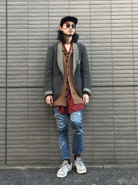 「606」｜君嶋麻耶さん（メンズ・176cm）の冬コーディネート
