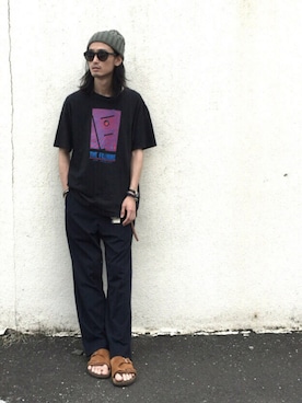 「Yohji Yamamoto（ヨウジヤマモト）のアイテム（パンツ）」を使った、君嶋麻耶さん（メンズ・176cm）の夏コーディネート