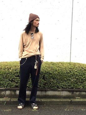 「BEAMS PLUS（ビームスプラス）のアイテム」を使った、君嶋麻耶さん（メンズ・176cm）の秋コーディネート