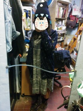「MONKI（モンキ）のアイテム（シャツワンピース）」を使った、NKYさん（レディース・147cm）の秋コーディネート