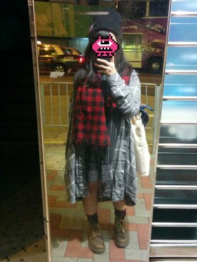 「MONKI（モンキ）のアイテム（シャツワンピース）」を使った、NKYさん（レディース・147cm）の秋コーディネート