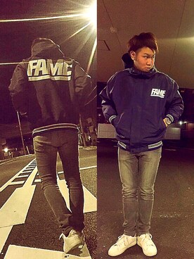 「アイテム（マウンテンパーカー、ブルー系）」を使った、KATSUYAさん（メンズ・171cm）の冬コーディネート