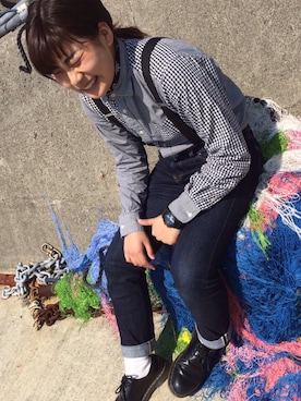 「Dr. Martens（ドクターマーチン）のDr. Martens / 1461 59 3EYESHOE_mtn（その他シューズ、ブラック系）」を使った、つなまよさん（レディース）の秋コーディネート