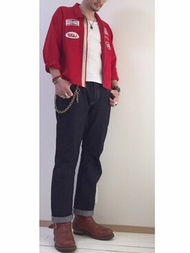 「東洋エンタープライズ（トーヨーエンタープライズ）のアイテム（その他アウター）」を使った、JUNYA さん（メンズ・185cm）の冬コーディネート
