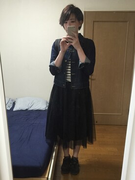 「仕事着」｜「アイテム（デニムジャケット）」を使った、uco0204さん（レディース・162cm）の秋コーディネート