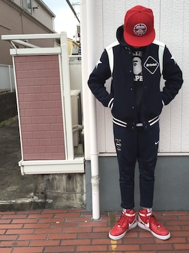 「F.C.R.B.（エフシーアールビー）のアイテム（スタジャン）」を使った、roywさん（メンズ・174cm）の冬コーディネート