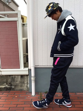 「F.C.R.B.（エフシーアールビー）のアイテム（スタジャン）」を使った、roywさん（メンズ・174cm）の冬コーディネート