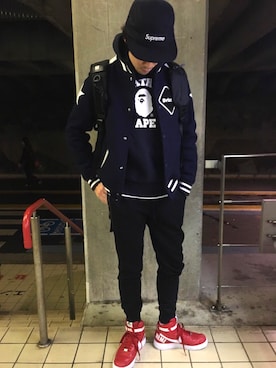 「F.C.R.B.（エフシーアールビー）のアイテム（スタジャン）」を使った、roywさん（メンズ・174cm）の春コーディネート