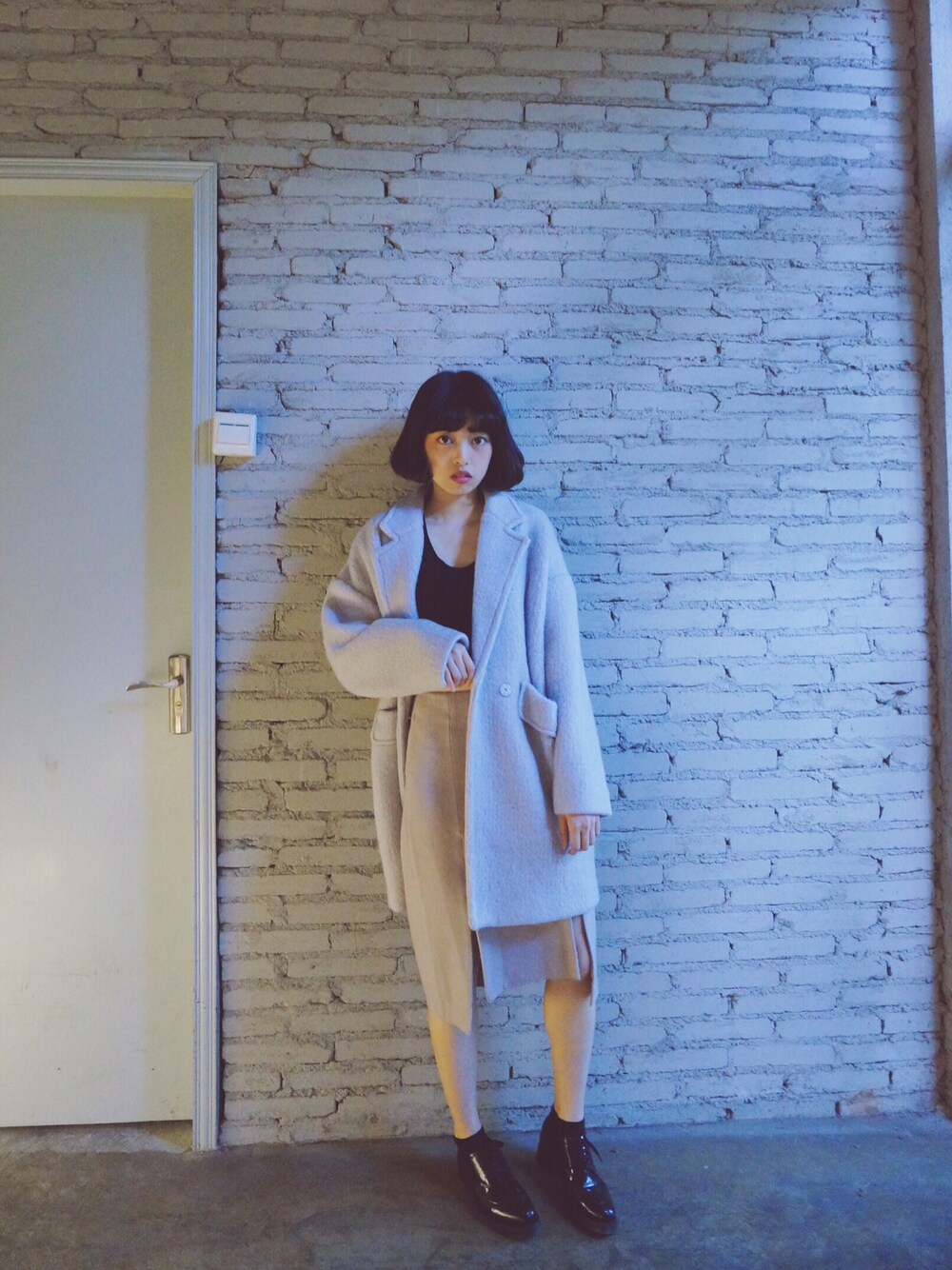 「ootd、outfit、fashion、ファッション、黒髪、コーディネート」｜「VitaminByWanlinのアイテム（テーラードジャケット、シルバー系）」を使った、ワンリンさん（レディース・157cm）の冬コーディネートの1枚目の写真