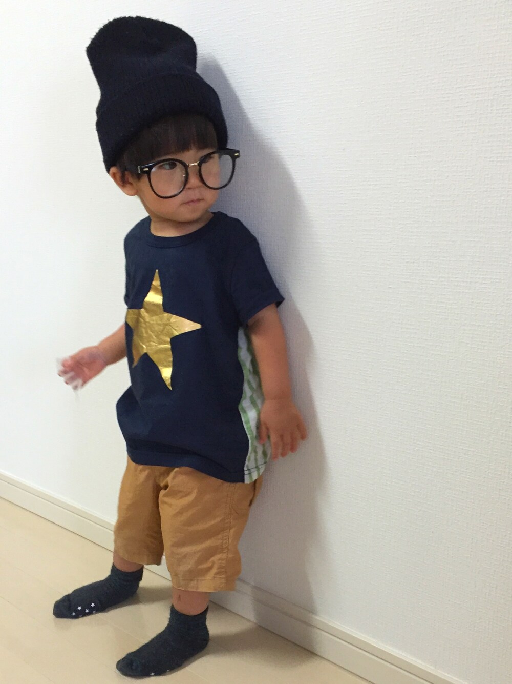 「おとこのこ、キッズコーデ、kids、1歳児」｜「6°vocaleのアイテム（Tシャツ/カットソー、ブラック系）」を使った、ha-chanさん（キッズ・100cm）の夏コーディネートの1枚目の写真