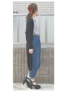 「マムジーンズ」｜Miyu Yamaokaさん（レディース・162cm）の冬コーディネート