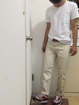「SCYE BASICS（サイベーシックス）のアイテム（チノパンツ）」を使った、YUSUKEさん（メンズ・173cm）の夏コーディネート