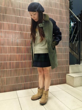 「SKOOKUM（スクーカム）のアイテム（その他アウター）」を使った、yamaayuさん（レディース・151cm）の秋コーディネート