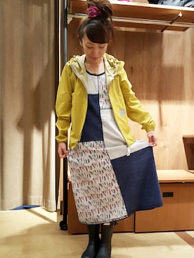 「and wander（アンドワンダー）のアイテム（ジャケット/アウター）」を使った、yamaayuさん（レディース・151cm）の夏コーディネート