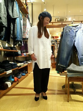 「BEAVER別注」｜「アイテム（シャツワンピース）」を使った、yamaayuさん（レディース・151cm）の夏コーディネート