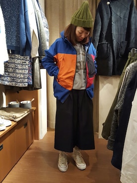 「MANASTASH（マナスタッシュ）のアイテム（マウンテンパーカー）」を使った、yamaayuさん（レディース・151cm）の秋コーディネート