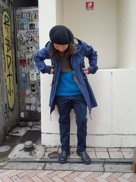 「MANASTASH」｜「アイテム（モッズコート）」を使った、yamaayuさん（レディース・151cm）の冬コーディネート