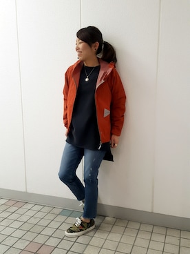 「and wander（アンドワンダー）のアイテム（ジャケット/アウター）」を使った、yamaayuさん（レディース・151cm）の冬コーディネート