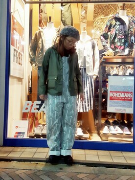 「UTILITY Canvas（ユーティリティキャンバス）のアイテム（オールインワン・サロペット）」を使った、yamaayuさん（レディース・151cm）の春コーディネート