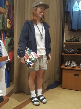 「アイテム（マウンテンパーカー、ブルー系）」を使った、yamaayuさん（レディース・151cm）の春コーディネート