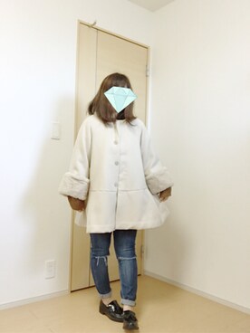 「SNIDEL（スナイデル）のアイテム（ノーカラージャケット）」を使った、KMYさん（レディース・150cm）の冬コーディネート
