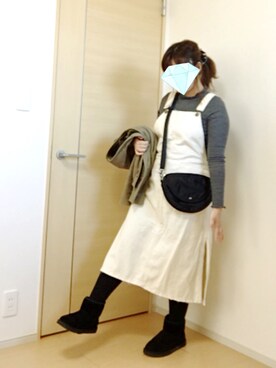 「OSMOSIS（オズモーシス）のアイテム（ノーカラージャケット）」を使った、KMYさん（レディース・150cm）の冬コーディネート