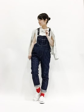 「ストライプジャケット」｜sayaさん（レディース・163cm）の春コーディネート