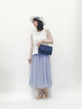 「シルク」｜「アイテム（帽子）」を使った、sayaさん（レディース・163cm）の春コーディネート