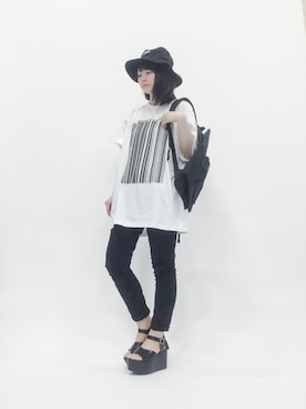 「unrelaxing（アンリラクシング）のアイテム（帽子）」を使った、sayaさん（レディース・163cm）の春コーディネート