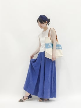 「ブルー x ホワイト」｜sayaさん（レディース・163cm）の夏コーディネート