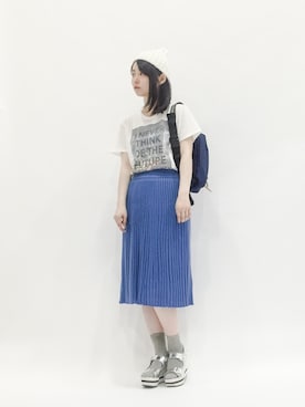 「アイテム（ボディバッグ/ウエストポーチ、ブルー系）」を使った、sayaさん（レディース・163cm）の夏コーディネート