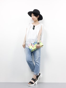 「LUCA/LADY LUCK LUCA（ルカ/レディラックルカ）のアイテム（帽子）」を使った、sayaさん（レディース・163cm）の夏コーディネート