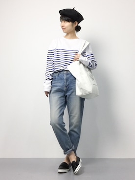 「SLOBE IENA（スローブイエナ）のアイテム（ハンチング/ベレー帽）」を使った、sayaさん（レディース・163cm）の秋コーディネート