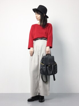 「RAY CASSIN（レイカズン）のアイテム（帽子）」を使った、sayaさん（レディース・163cm）の秋コーディネート