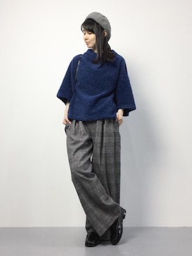「もけもけ」｜「アイテム（ハンチング/ベレー帽）」を使った、sayaさん（レディース・163cm）の秋コーディネート