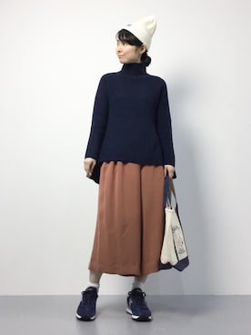「キュロット」｜「アイテム（ニットキャップ/ビーニー）」を使った、sayaさん（レディース・163cm）の秋コーディネート
