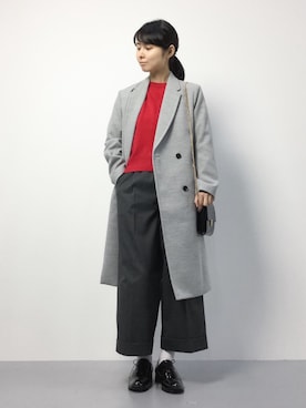 「ショルダーバック」｜「アイテム（チェスターコート）」を使った、sayaさん（レディース・163cm）の秋コーディネート