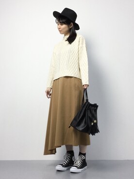 「EN ROUTE（アンルート）のアイテム（スカート）」を使った、sayaさん（レディース・163cm）の秋コーディネート