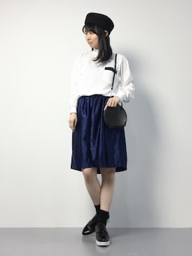 「ドッキングワンピ」｜「アイテム（ハンチング/ベレー帽）」を使った、sayaさん（レディース・163cm）の秋コーディネート