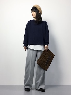 「SLOBE IENA（スローブイエナ）のアイテム（ハンチング/ベレー帽）」を使った、sayaさん（レディース・163cm）の秋コーディネート