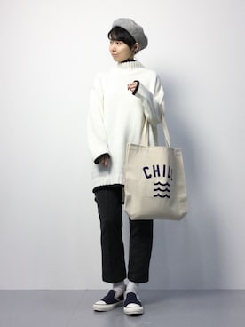 「Factor=（ファクターイコール）のアイテム（スラックス）」を使った、sayaさん（レディース・163cm）の秋コーディネート