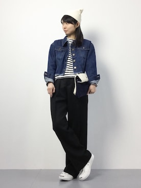 「YEVS（イーブス）のアイテム（帽子）」を使った、sayaさん（レディース・163cm）の秋コーディネート